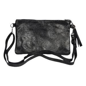 CHARLIE LEATHER “ALECIA” SMALL CROSS BODY POCHETTE – ITALIAN LEATHER – BLACK